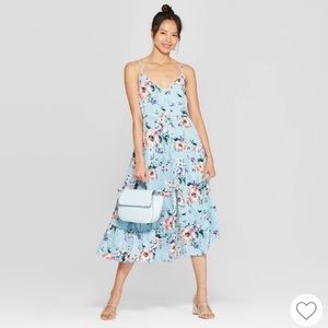 Xhileration Floral Tiered Midi Dress